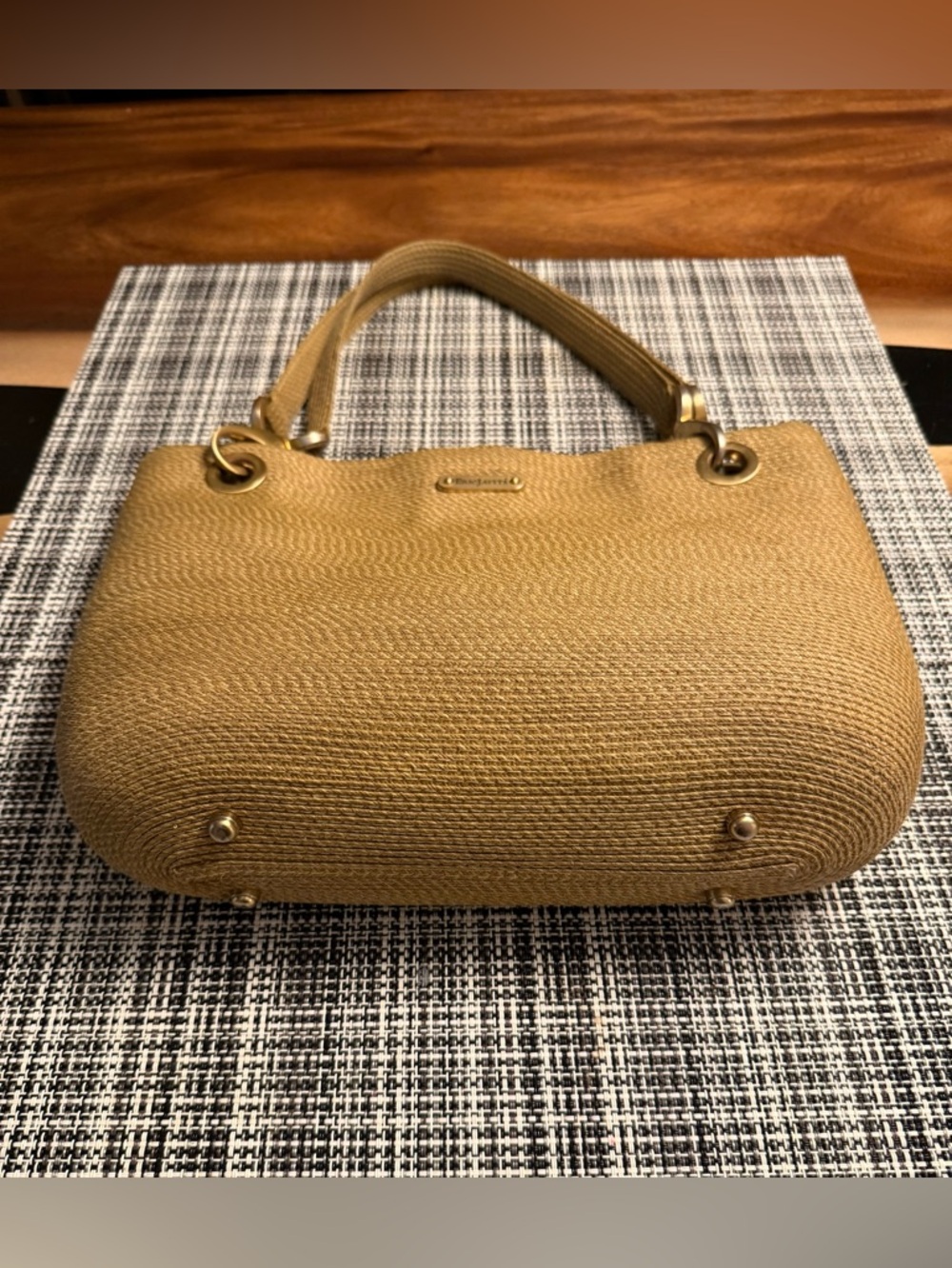 ERIC JAVITS Raffia Bucket Bag Neutral Straw Shoulder Tote - Picture 7 of 8
